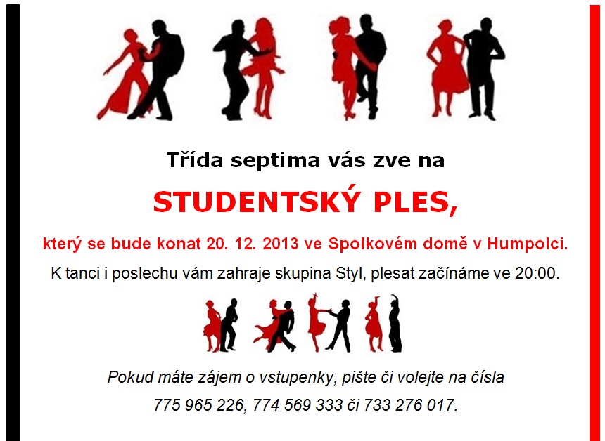 2013 12 studentsky ples pozvanka
