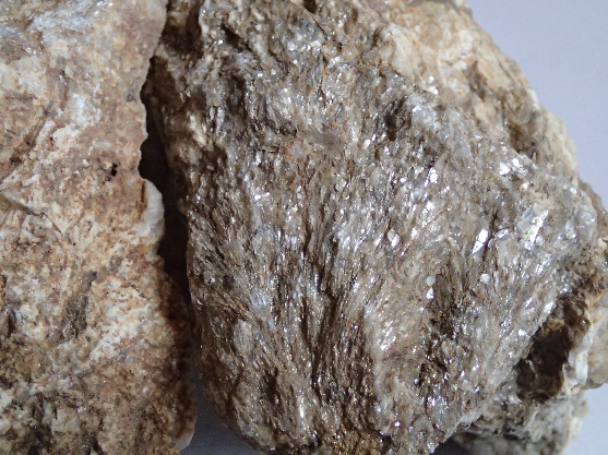 Prekambický pegmatit s pérovitým muskovitem