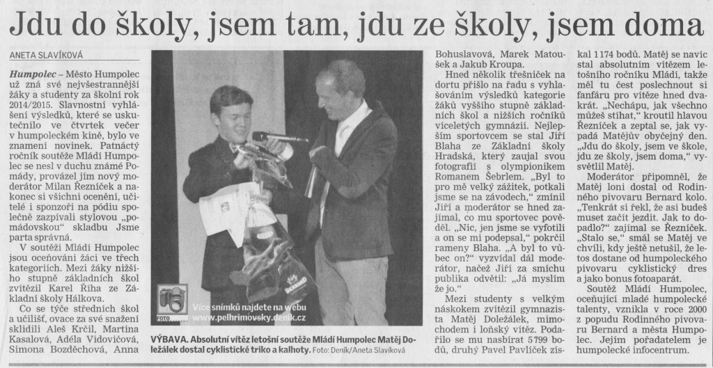 2015 11 07 Mládí Humpolec článe deník 1024